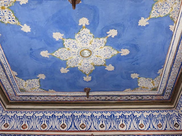 Historic painted roof at Mehrangarh fort at Jodhpur
